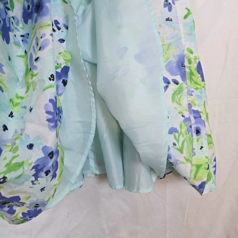 Gymboree Womens Blue Garden Floral‎ Cap Sleeve Fit & Flare Mom Dress 4 Cottage